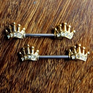 Gold Crown Nipple Rings